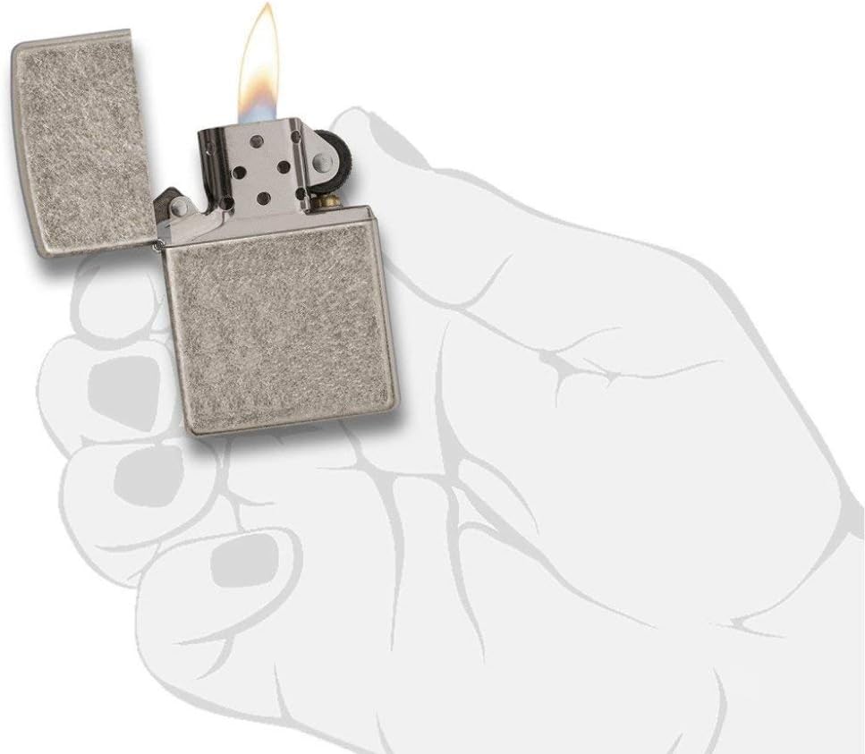 Zippo Armor Pocket Lighter, Antique Silver Plate