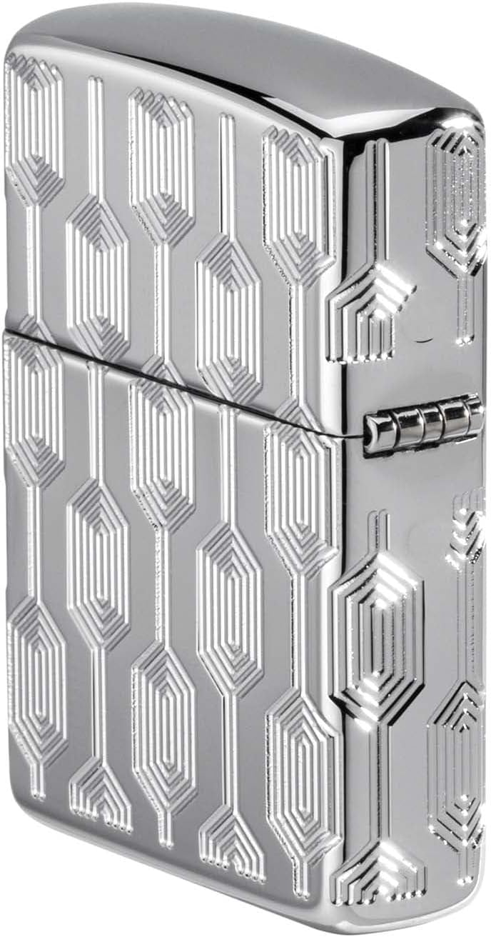 Zippo Lighter: Armor Deep Carve Multicut Pattern - High Polish Chrome 49881
