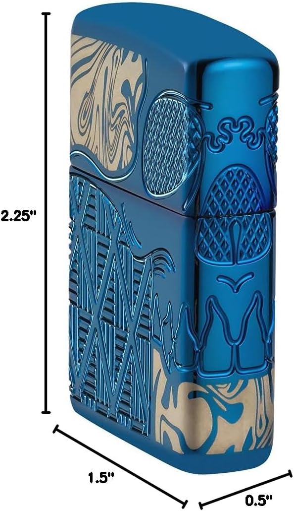 Zippo Armor High Polish Blue Skull Design Pocket Lighter