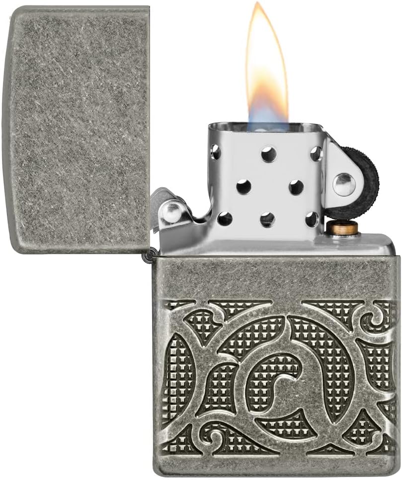 Zippo Pattern Armor Antique Silver Pocket Lighter
