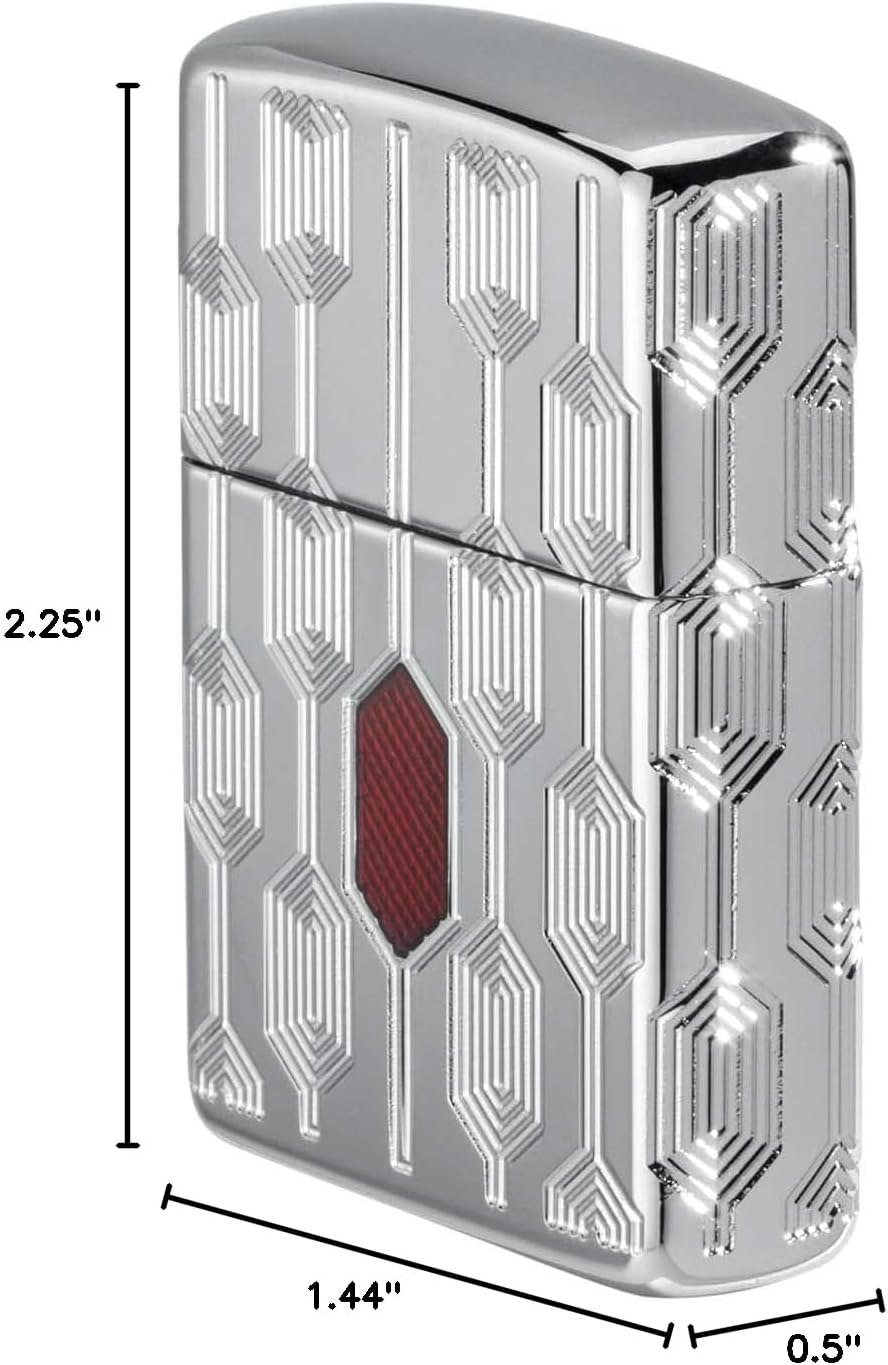 Zippo Lighter: Armor Deep Carve Multicut Pattern - High Polish Chrome 49881