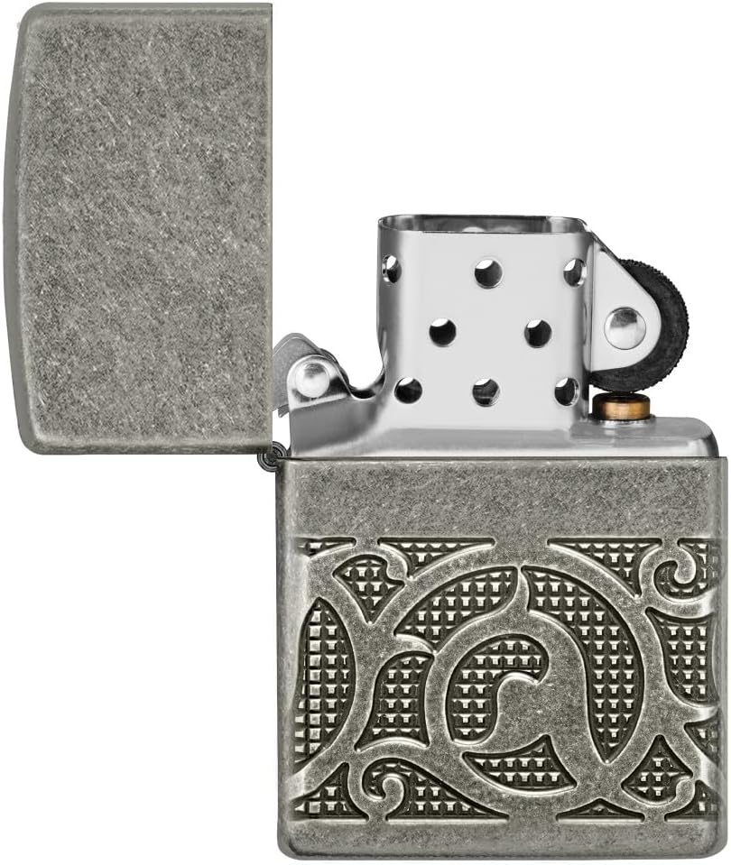 Zippo Pattern Armor Antique Silver Pocket Lighter