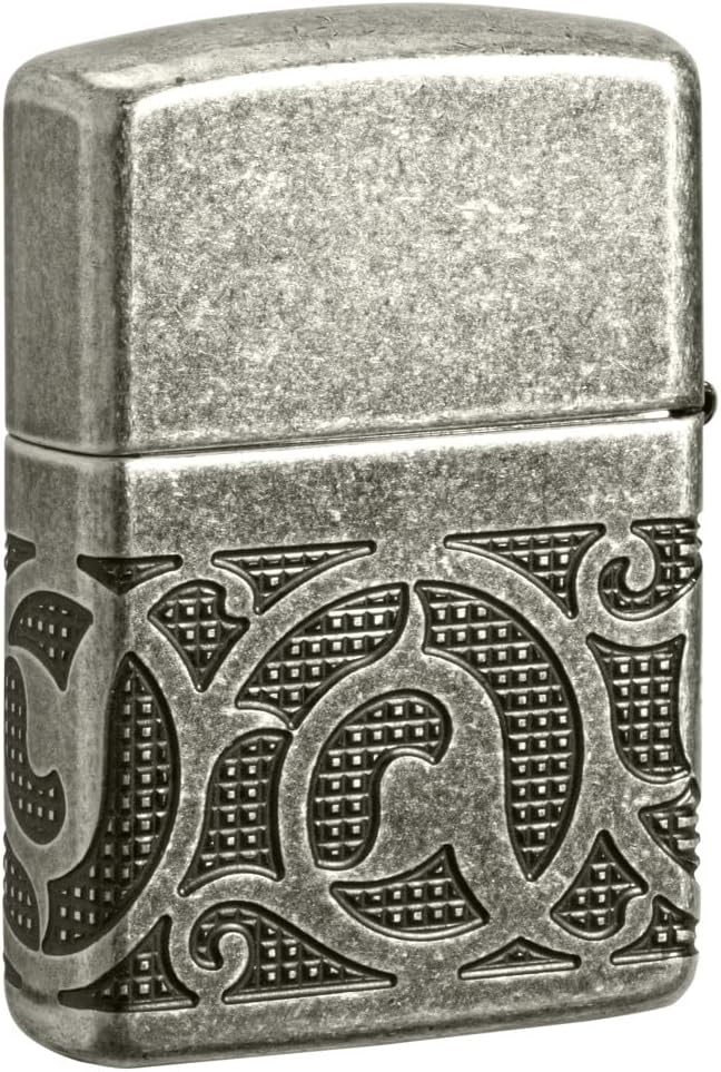 Zippo Pattern Armor Antique Silver Pocket Lighter