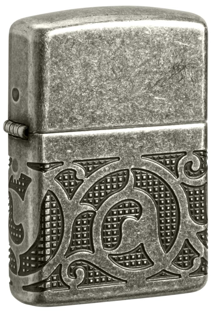 Zippo Pattern Armor Antique Silver Pocket Lighter
