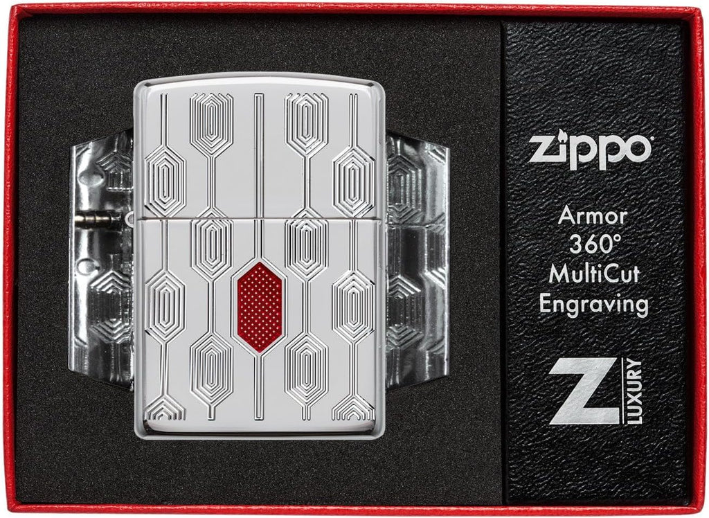 Zippo Lighter: Armor Deep Carve Multicut Pattern - High Polish Chrome 49881