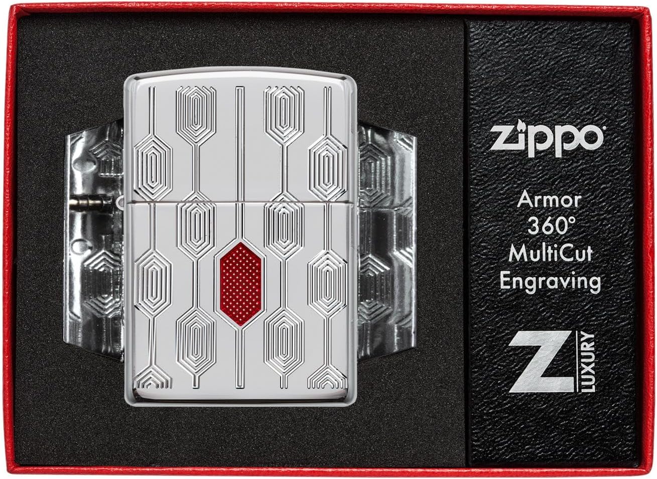 Zippo Lighter: Armor Deep Carve Multicut Pattern - High Polish Chrome 49881