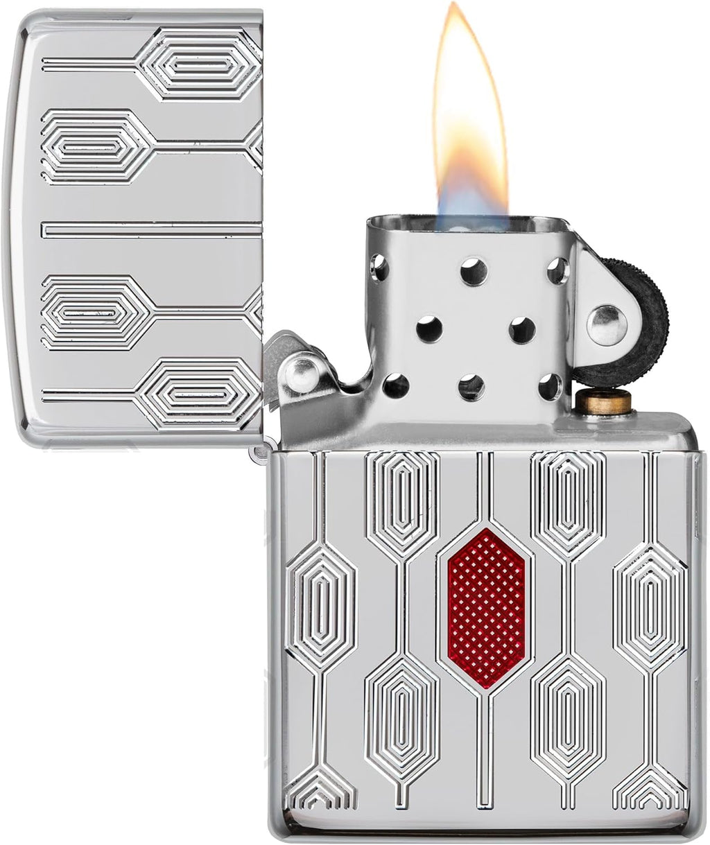 Zippo Lighter: Armor Deep Carve Multicut Pattern - High Polish Chrome 49881
