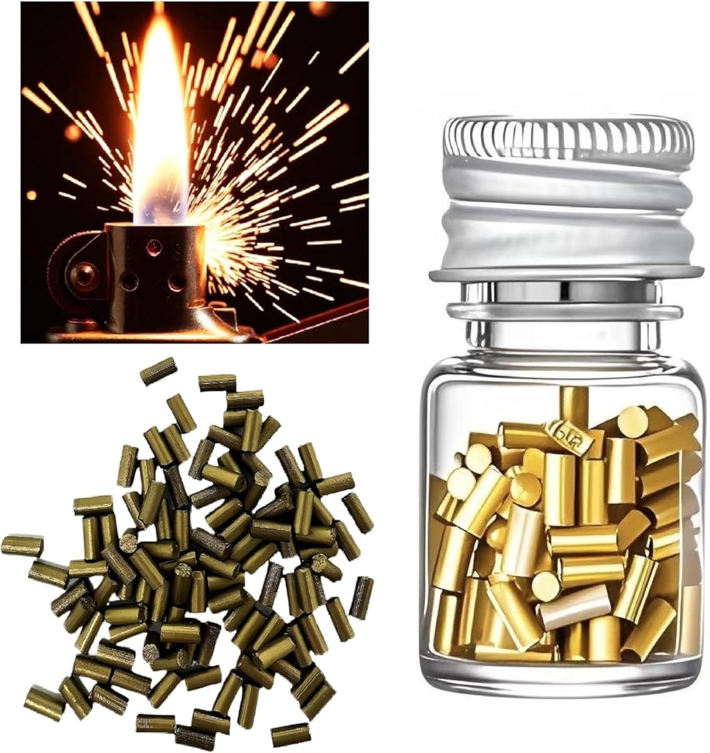 Replacement Flint Stone Compatible with Zippo and Clipper Lighters,Universal Lighter Flints Refills Pack of 100 (Gold)