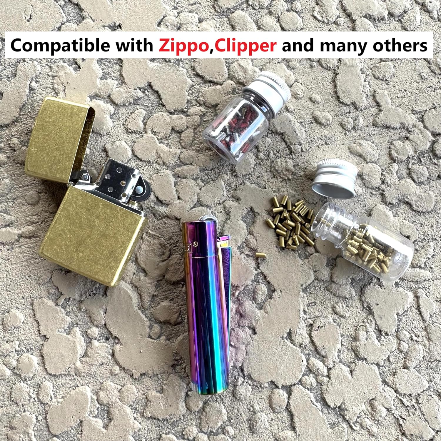 Replacement Flint Stone Compatible with Zippo and Clipper Lighters,Universal Lighter Flints Refills Pack of 100 (Gold)